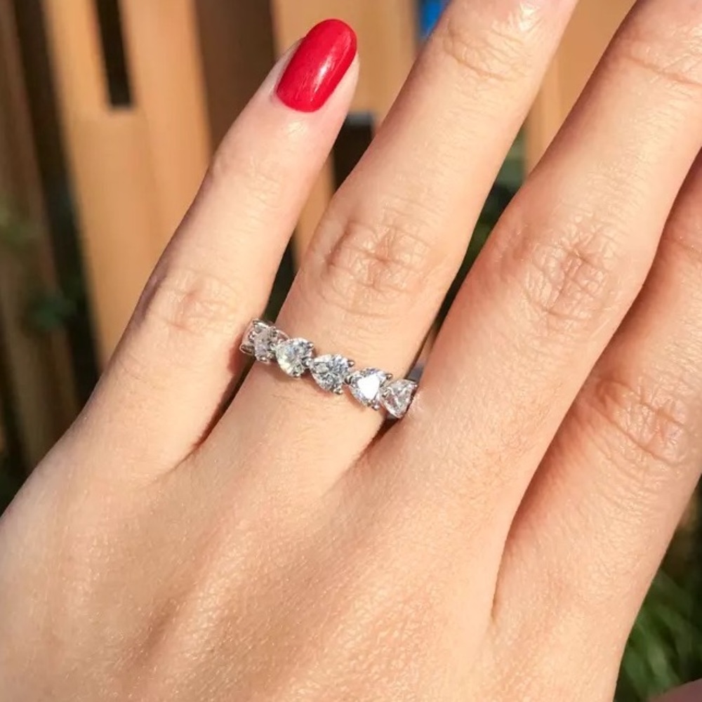 14k 3ct Heart Eternity Band - Picture 6 of 15